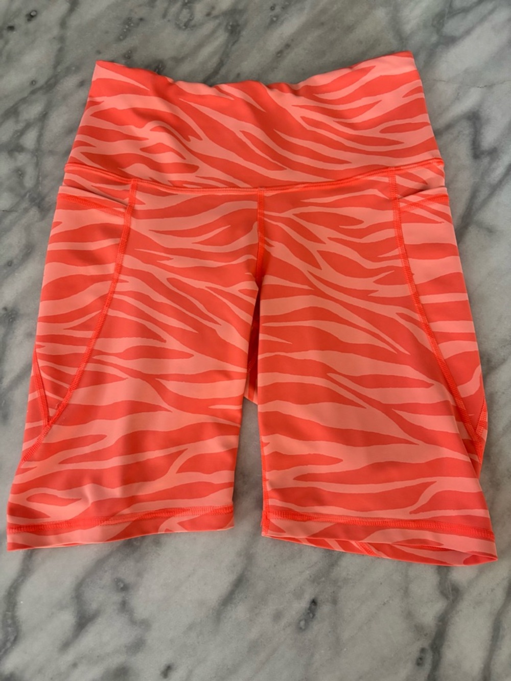 Old Navy Coral and Light Coral Zebra Print Bike Shorts